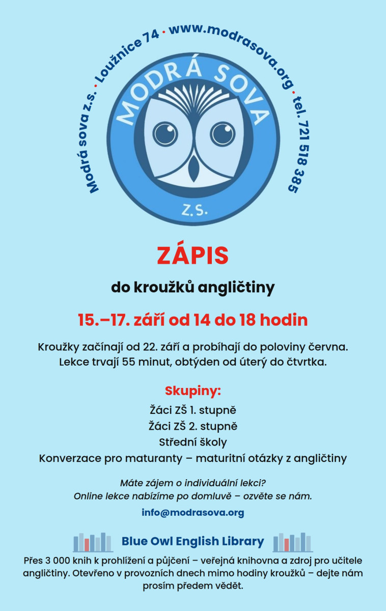 Zápis do kroužků angličtiny